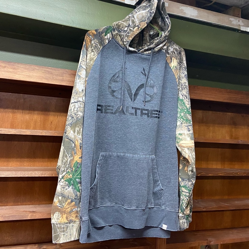 Realtree Gray Hoodie with Camo Sleeves